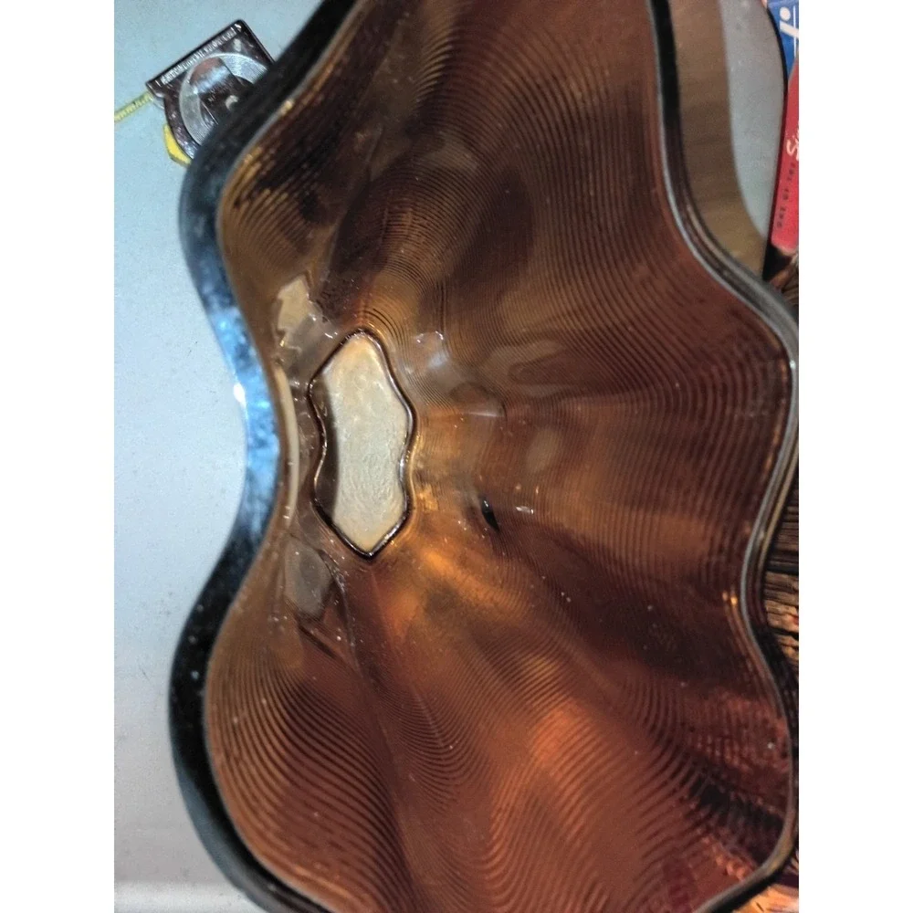 Large Ribbed Wavy Brown MCM Retro Vase 9.5